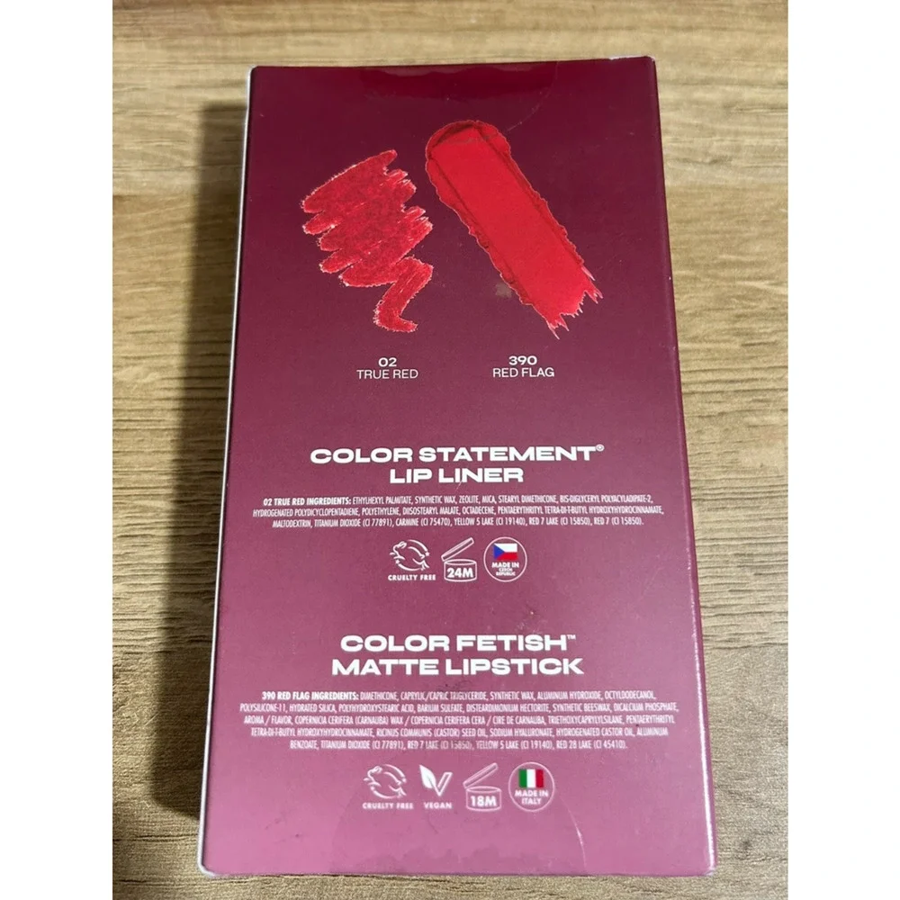 Milani Mistletoe Ready Lip Kit Fetish Matte Lipstick 02 True Red 390 Red Flag